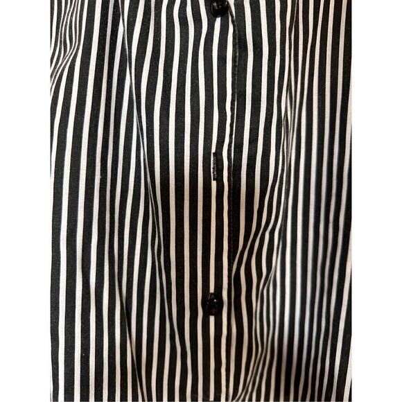 Roaman's Women's Button Down Blouse Striped Black White Long Sleeves Sz Large - Picture 5 of 7